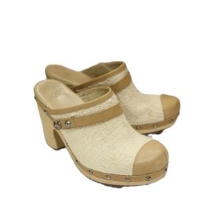 UGG US 12 cream and  Tan Mules